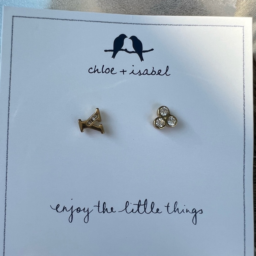 Chloe + Isabel Y / trio stone stud earrings